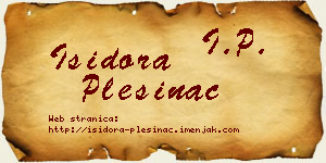 Isidora Plešinac vizit kartica